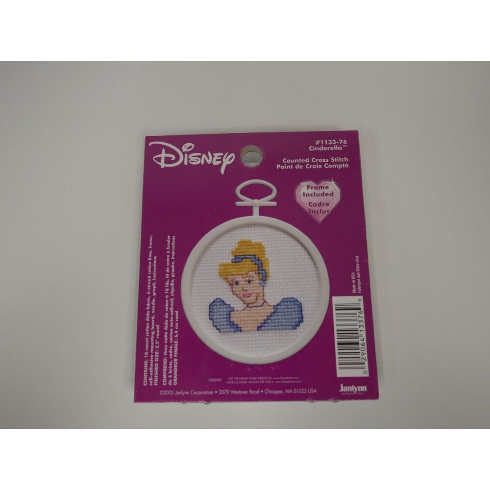 Disney Cinderella Counted Cross Stitch Kit With Frame Janlynn NOS